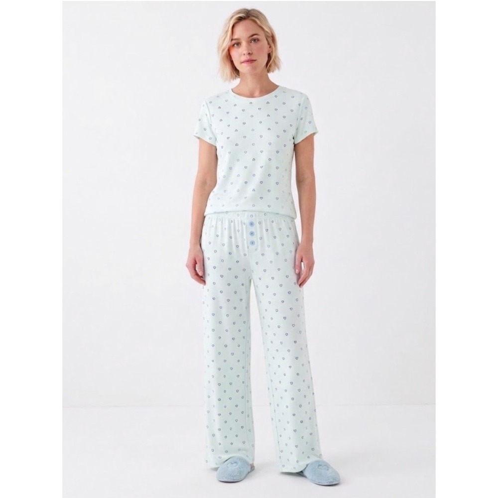 Sundry Heart Print Pajama Set